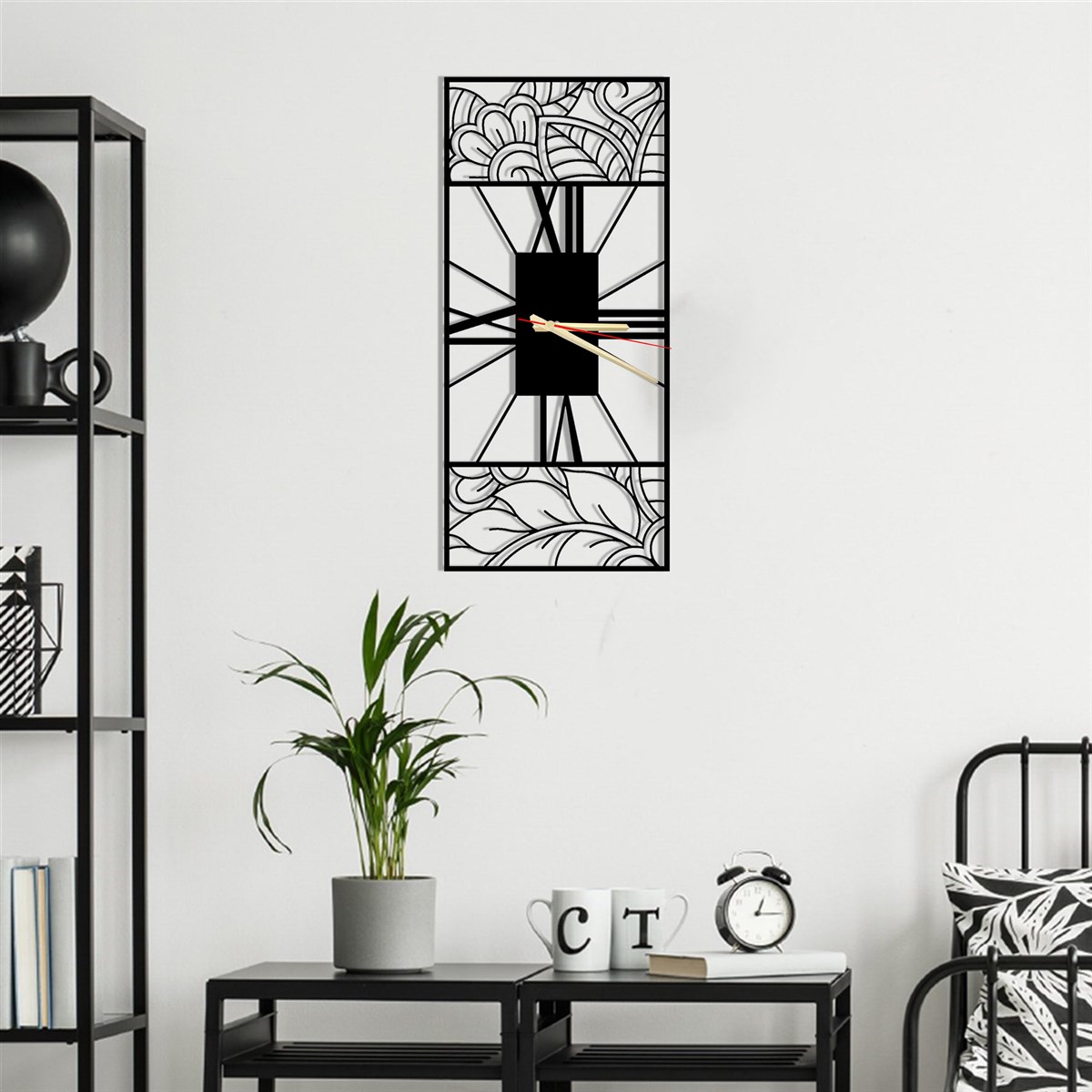 Motif De feuille Horloge Murale