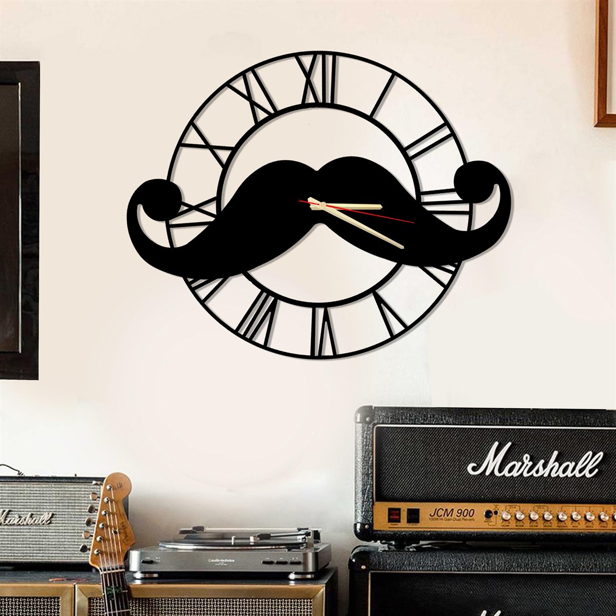 Moustaches Horloge Murale