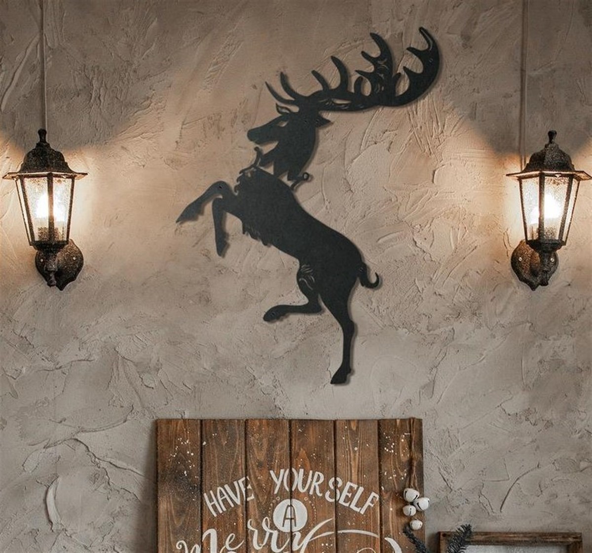 Reindeer Décoration Murale en Métal