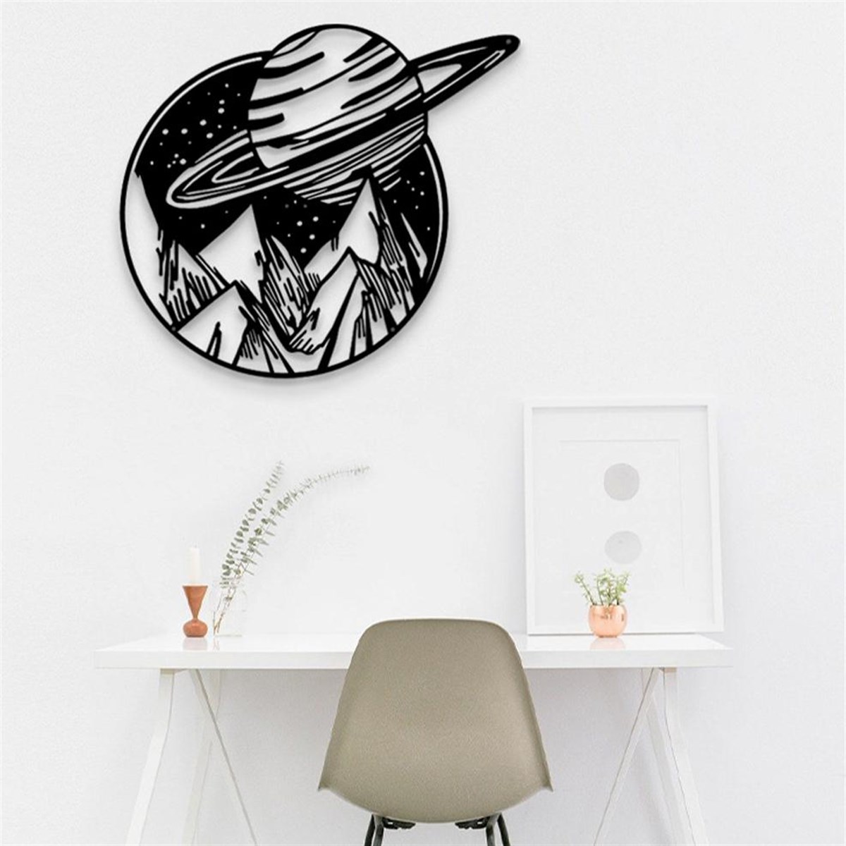 Space Landscape Décoration Murale en Métal