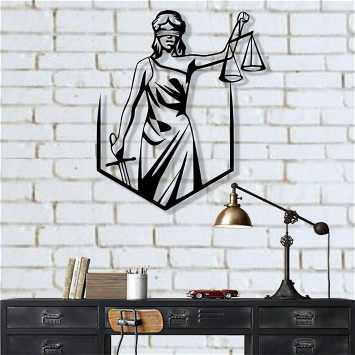 Themis Lady Justice Décoration Murale en Métal