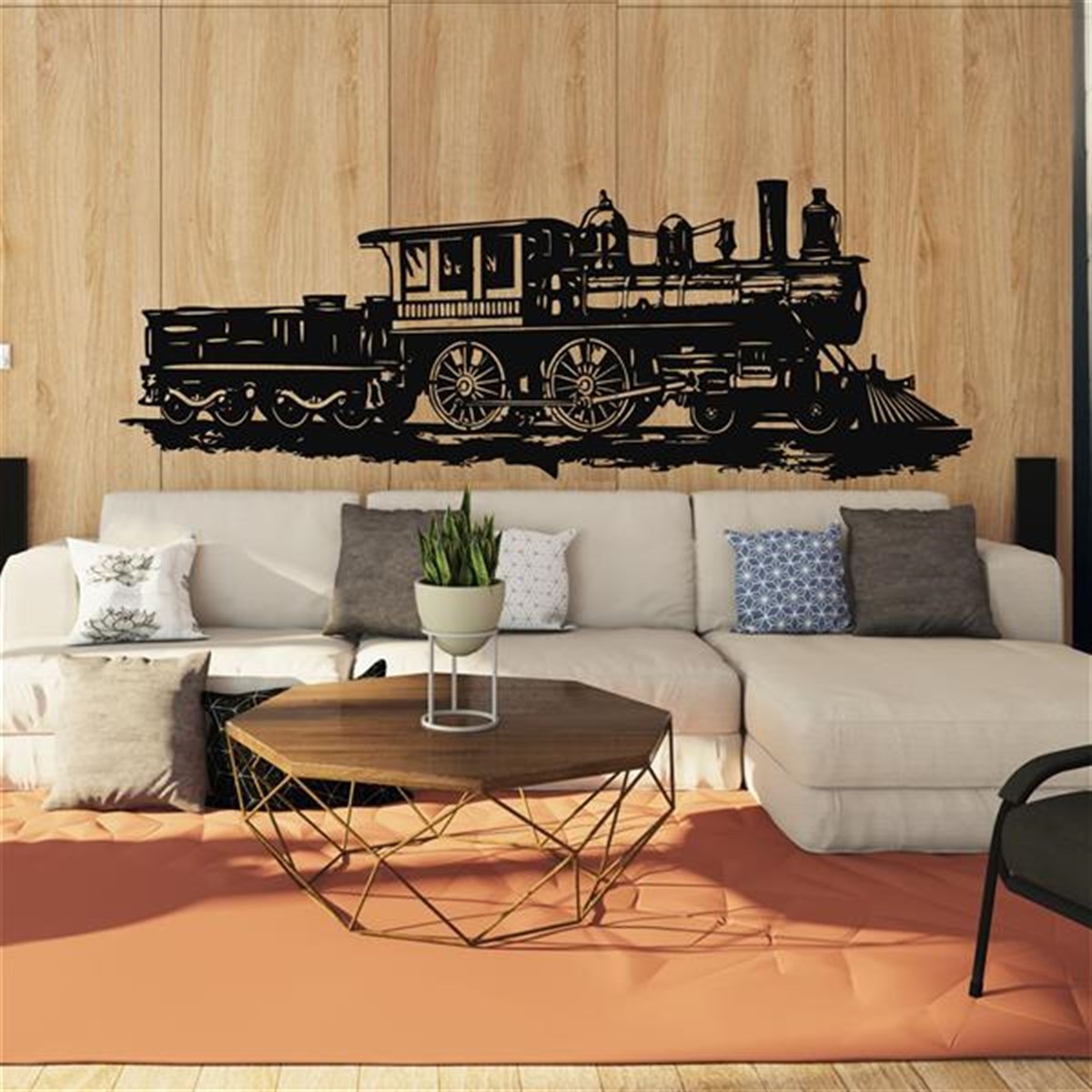 Train Décoration Murale en Métal