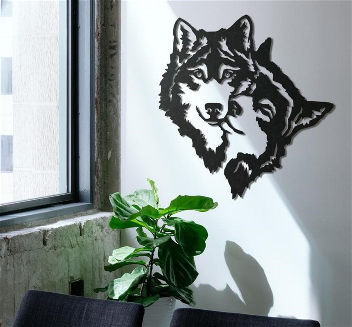 Wolf 3 Décoration Murale en Métal