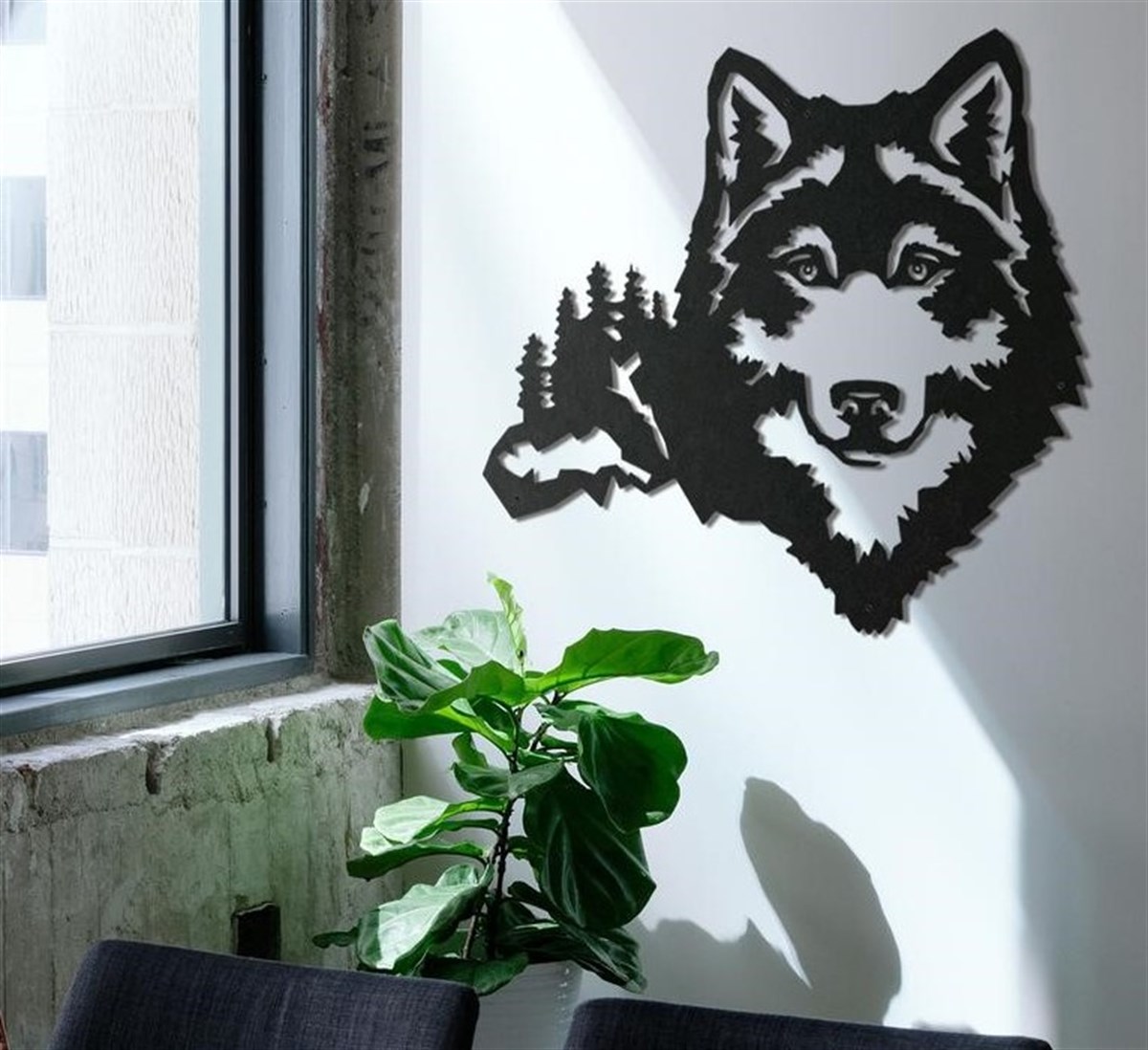 Wolf 4 Décoration Murale en Métal