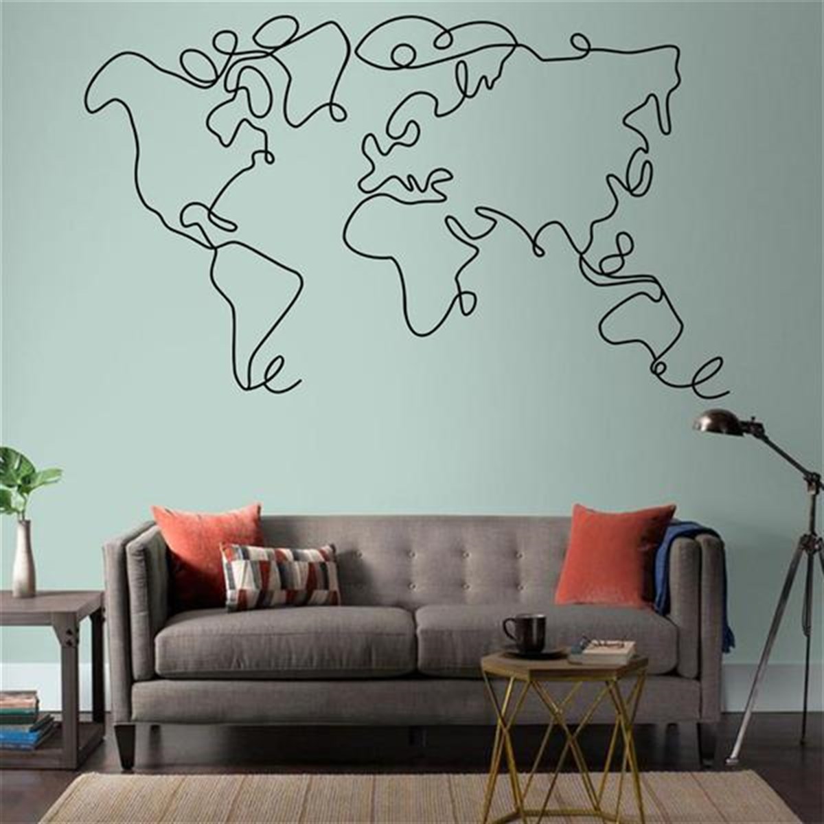 World Map Décoration Murale en Métal