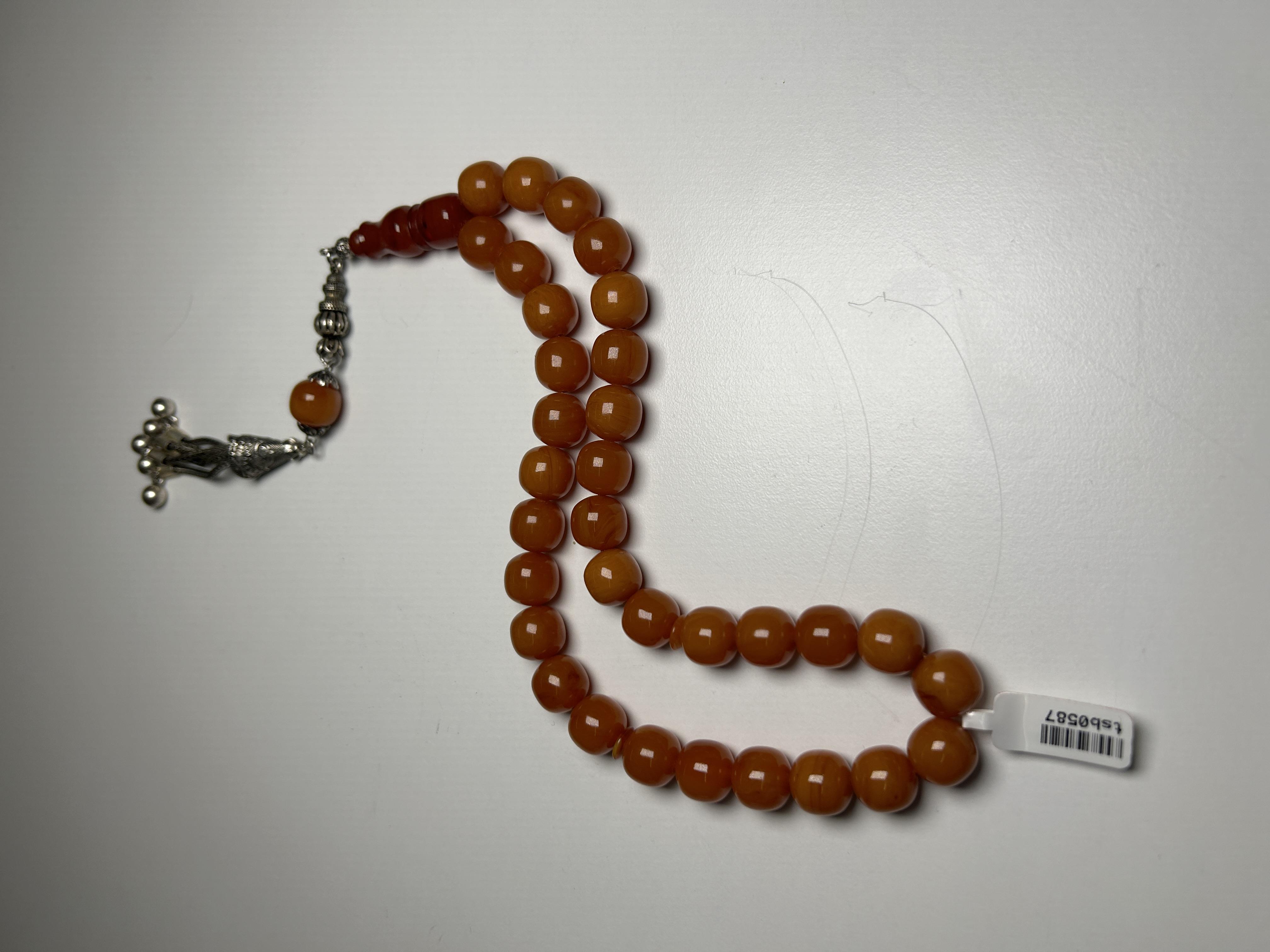 Ahmet Emin İmzalı Çubuk Malzeme Osmanlı Benzetmesi Sıkma Kehribar Tesbih tsb0587