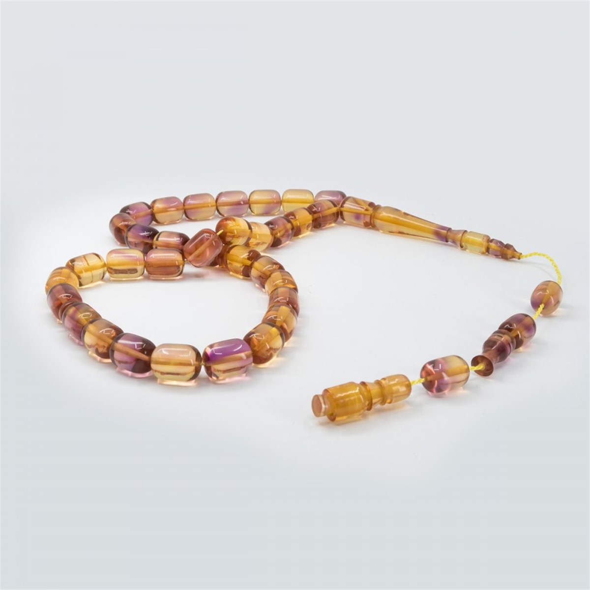 Kapsül Model Çift Renkli Sistemli Zar Kehribar Tesbih