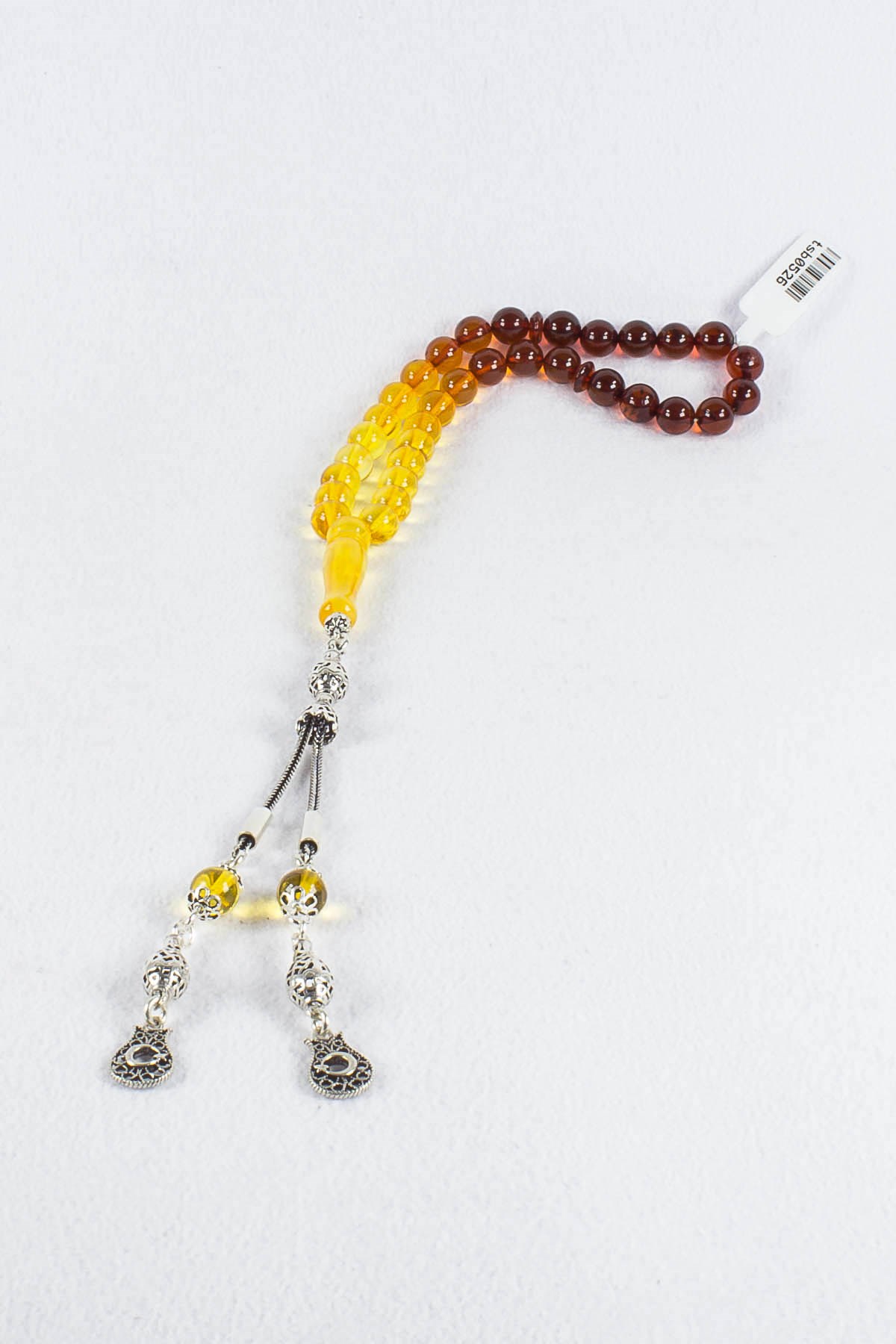 Sertifikalı Orijinal Litvanya Damla Kehribar 925 Ayar Gümüş Püsküllü Tesbih