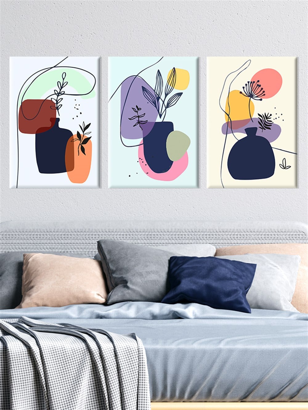 Abstract Renkli Çiçekler Kanvas Tablo