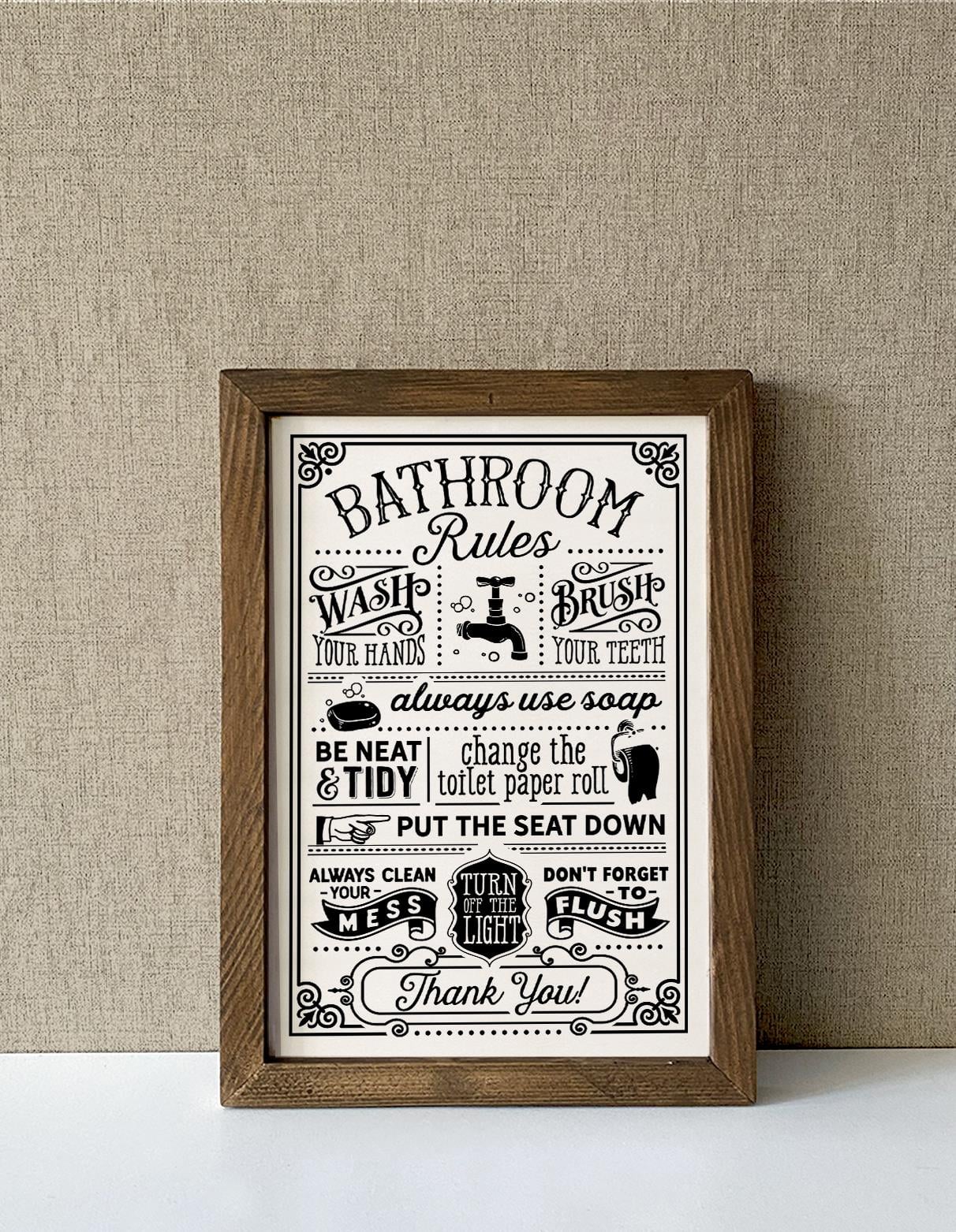 Bathroom Rules Çerçeveli Tablo