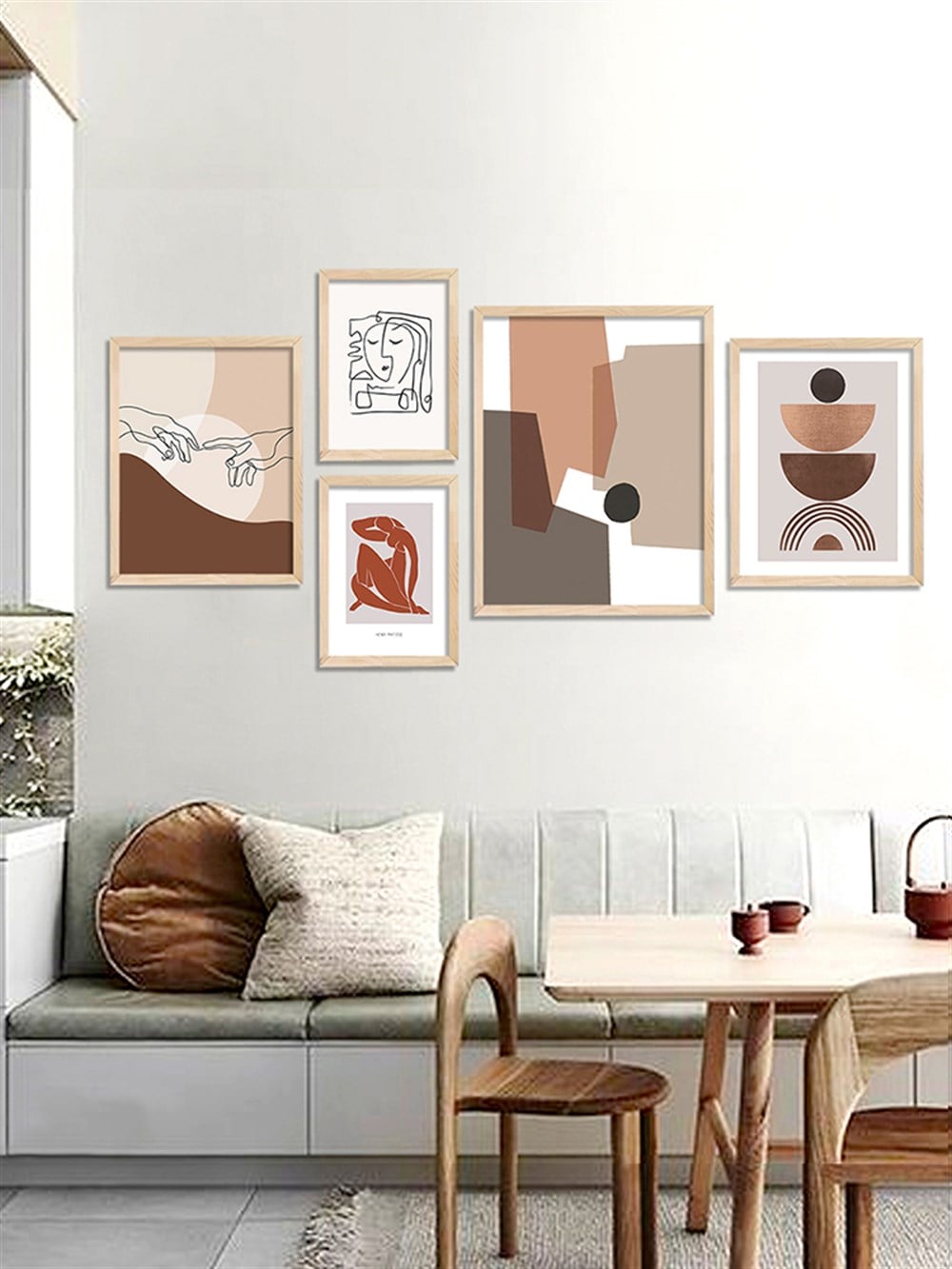 Bohemian ve Line Art Çerçeveli Tablo Set