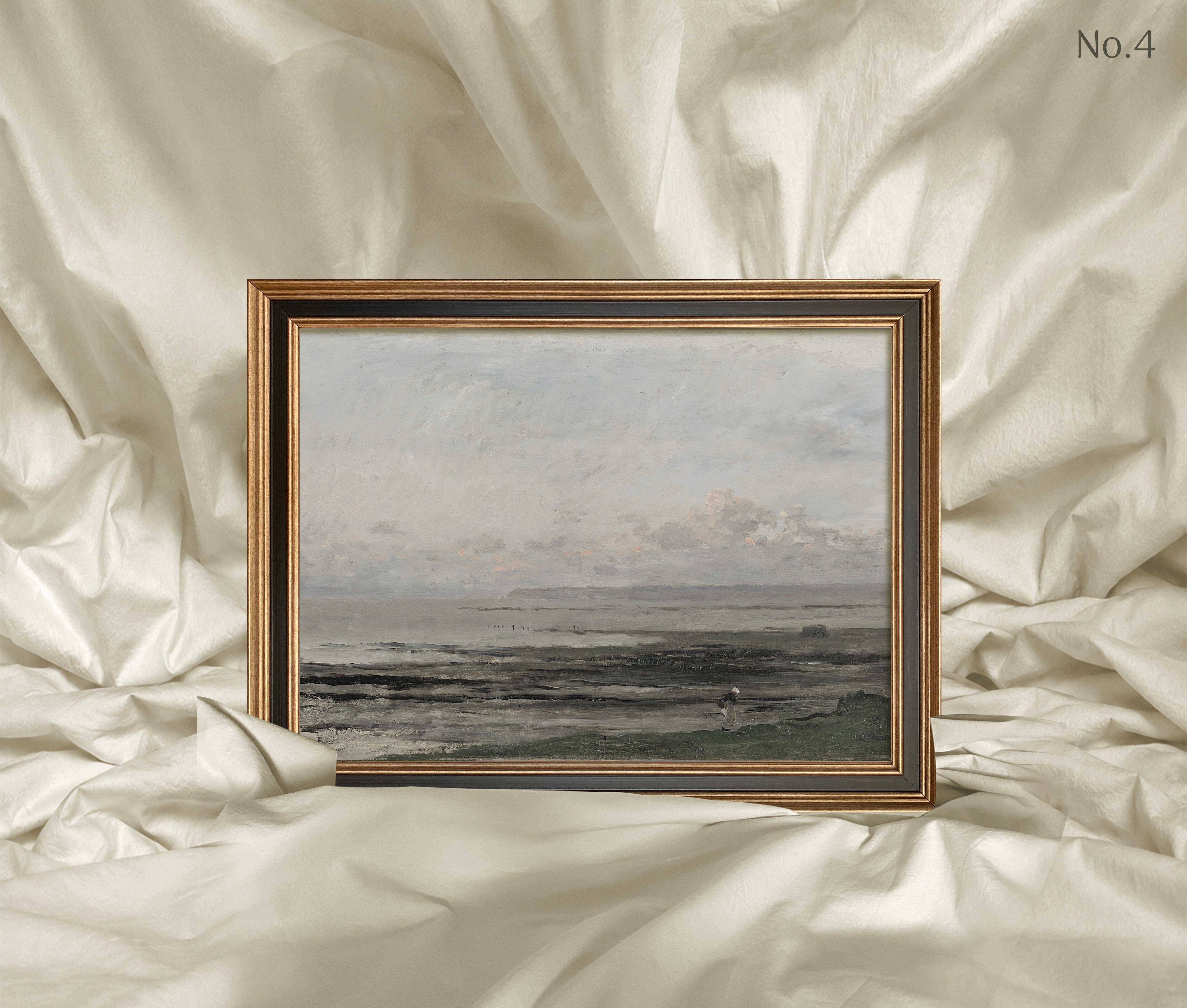 Charles-François Daubigny - Beach at Ebb Tide Çerçeveli Tablo
