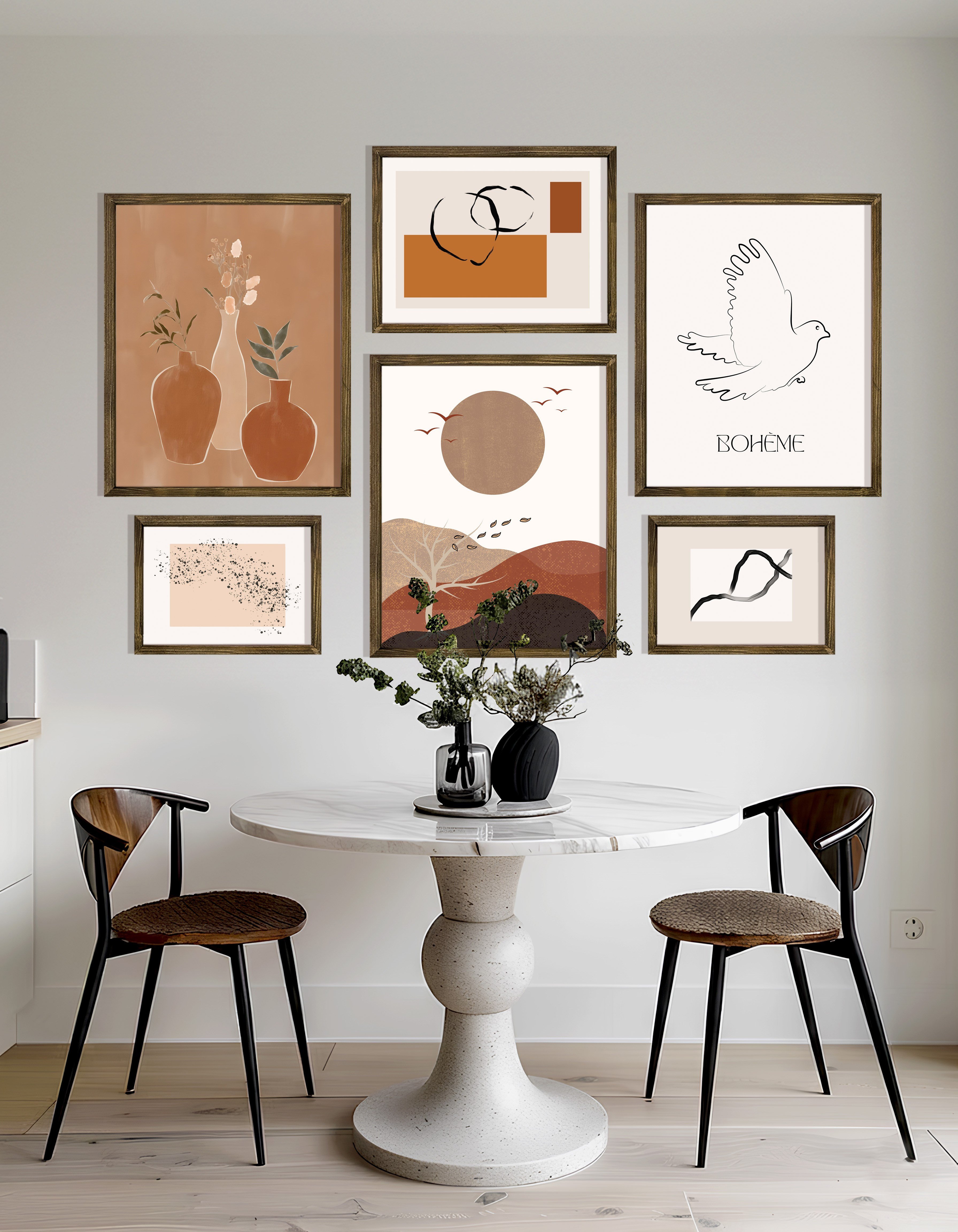Fısıldayan Tonlar Çerçeveli Tablo Set