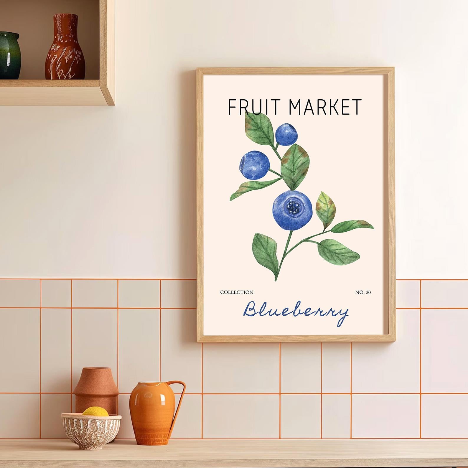 Fruit Market - Blueberry Çerçeveli Poster