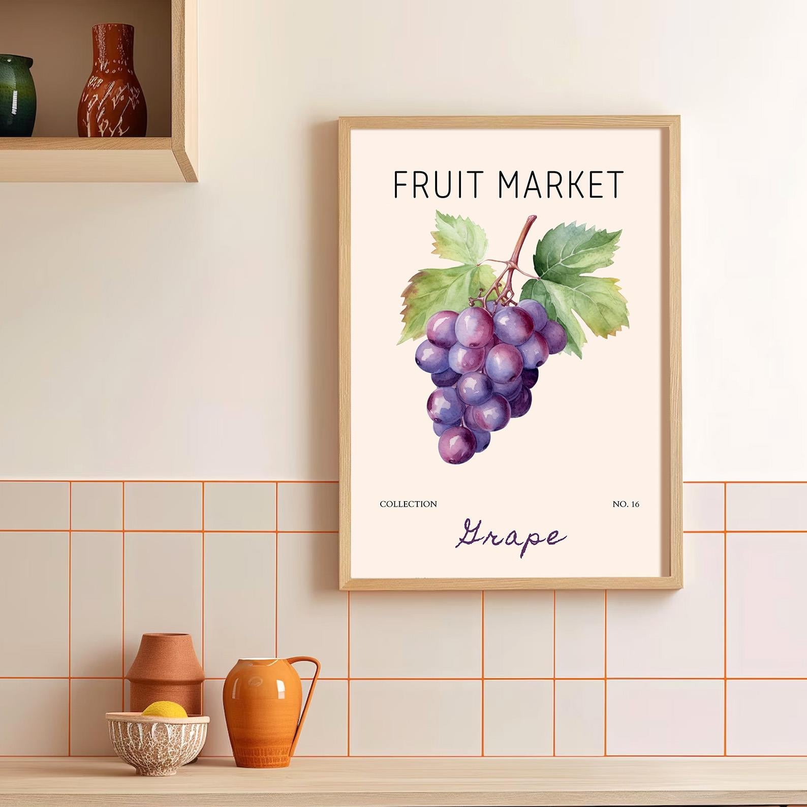 Fruit Market - Grape Çerçeveli Poster