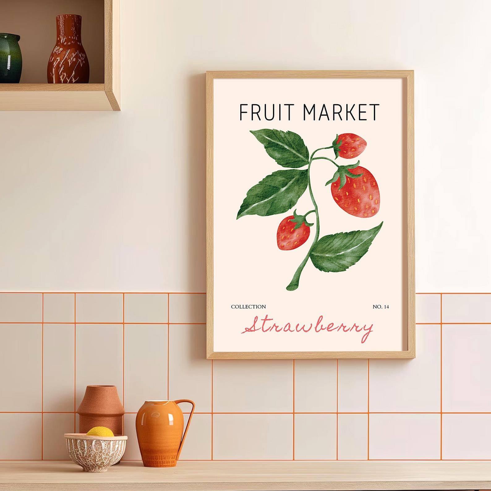 Fruit Market - Strawberry Çerçeveli Poster