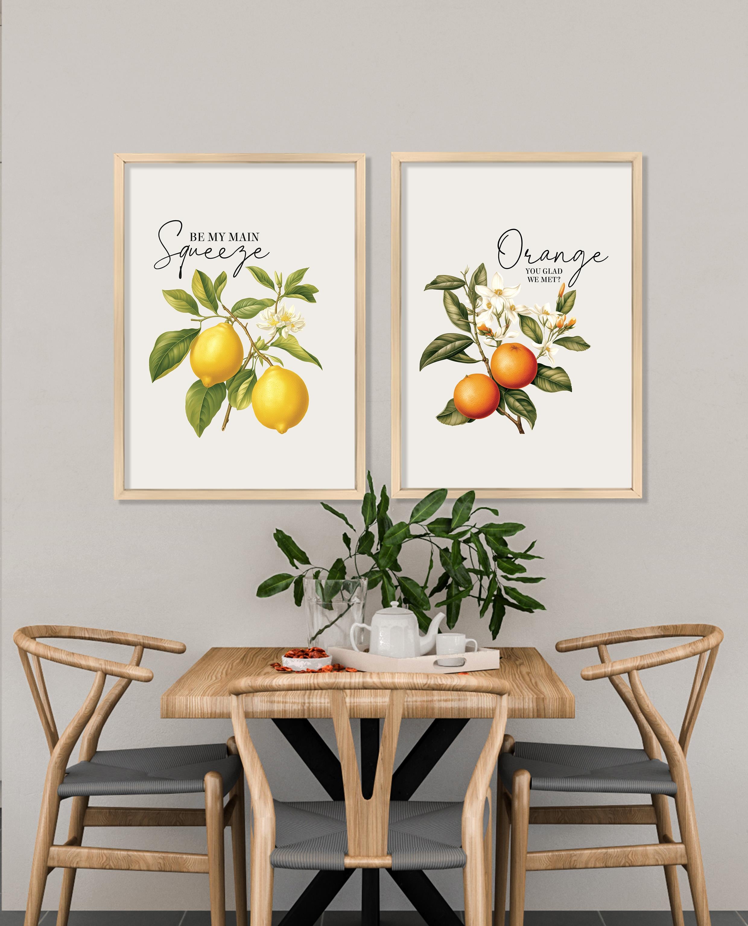 Limon ve Portakal Çerçeveli Tablo Set