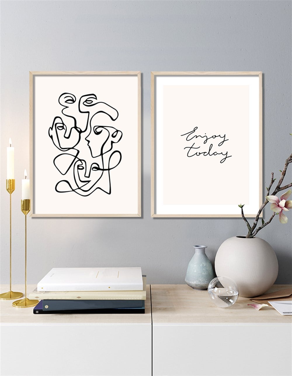 Line Art Yüzler Çerçeveli Tablo Set 