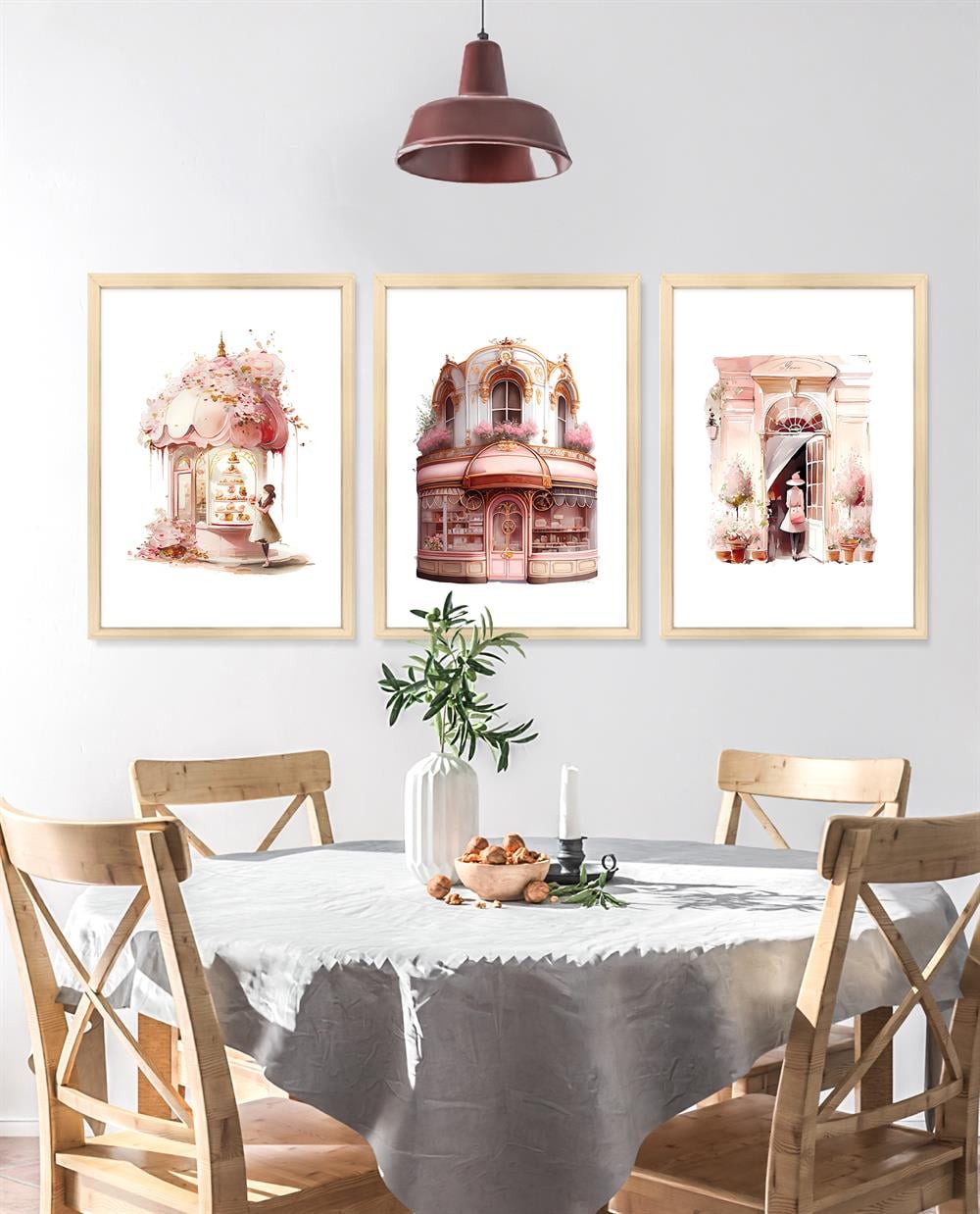 Paris Kafeler Çerçeveli Tablo Set