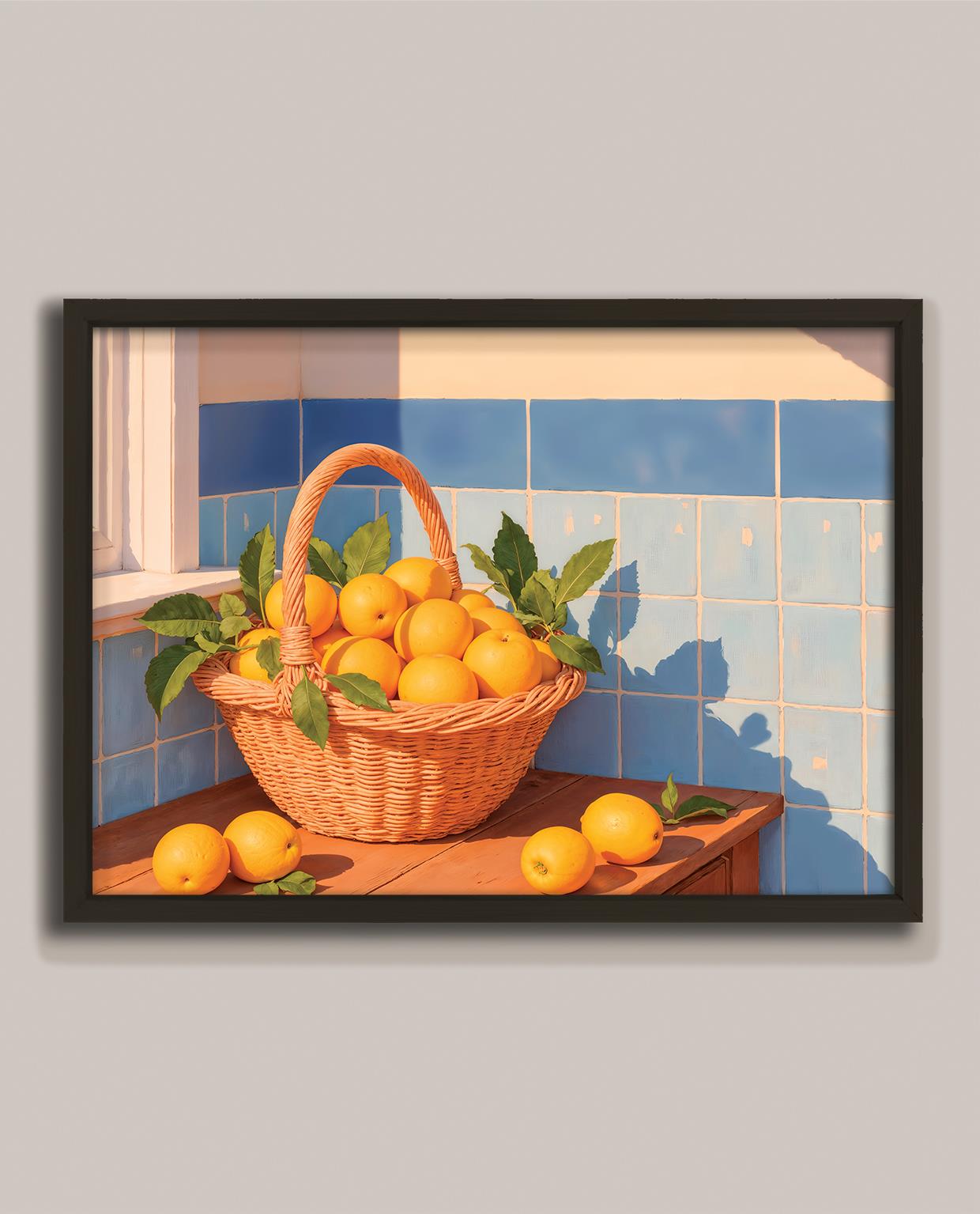 Sepetteki Limonlar Çerçeveli Poster