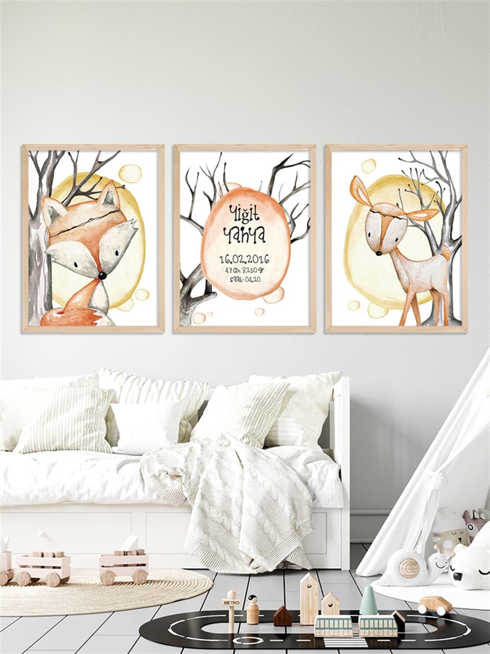 Sevimli Tilki Çocuk Odası Çerçeveli Tablo Set