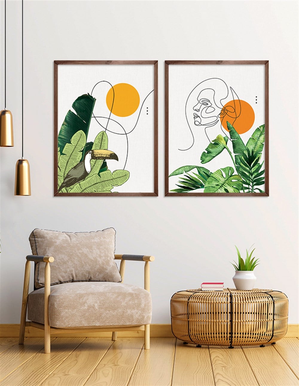 Tropikal Yaz Tonları Çerçeveli Tablo Set 