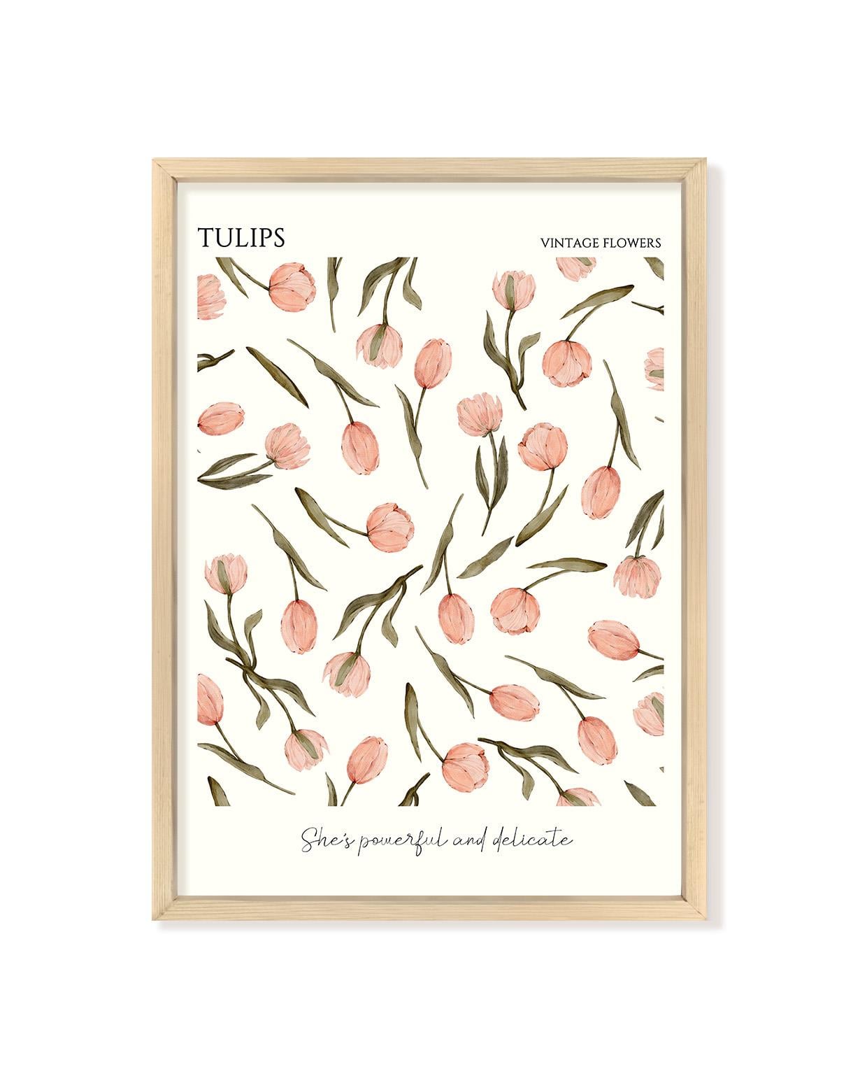 Vintage Flowers - Tulips Çerçeveli Poster