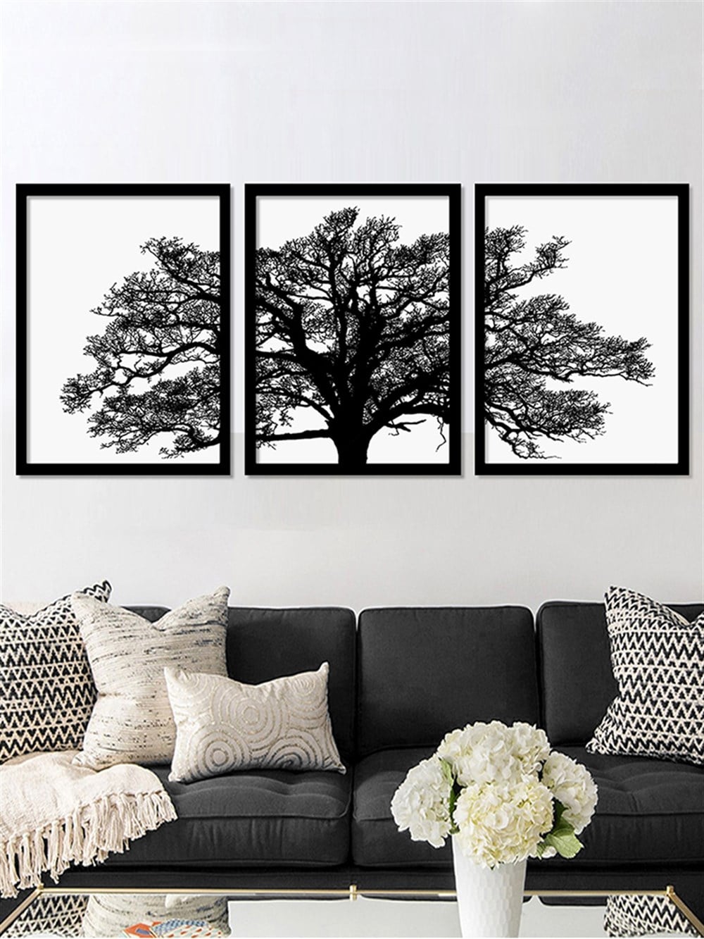 3 Parça Ağaç Çerçeveli Tablo Set 
