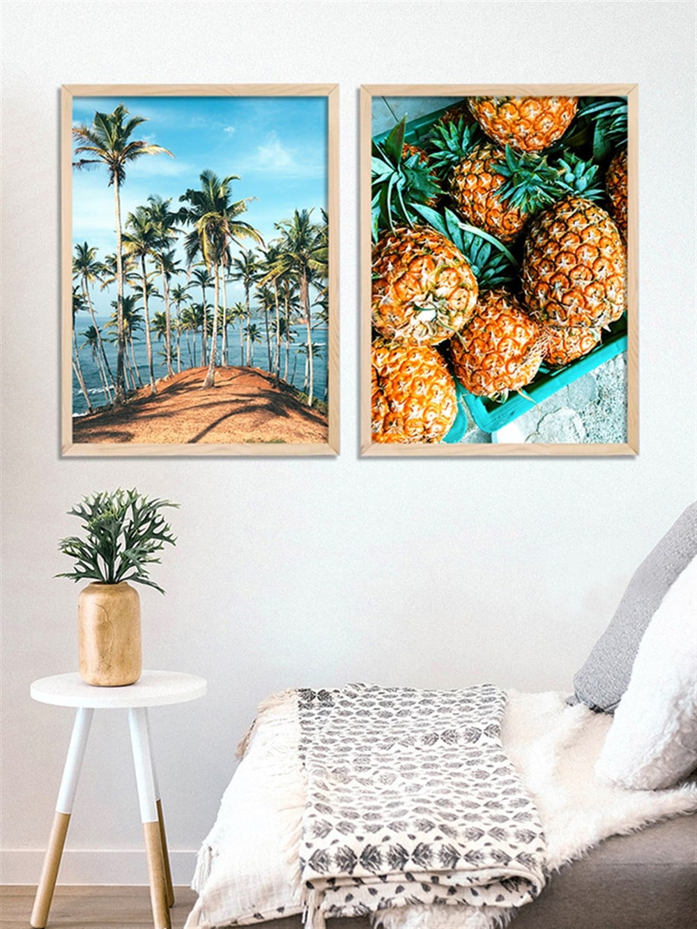 Ananas ve Tropikal Ağaçlar Çerçeveli Tablo Set
