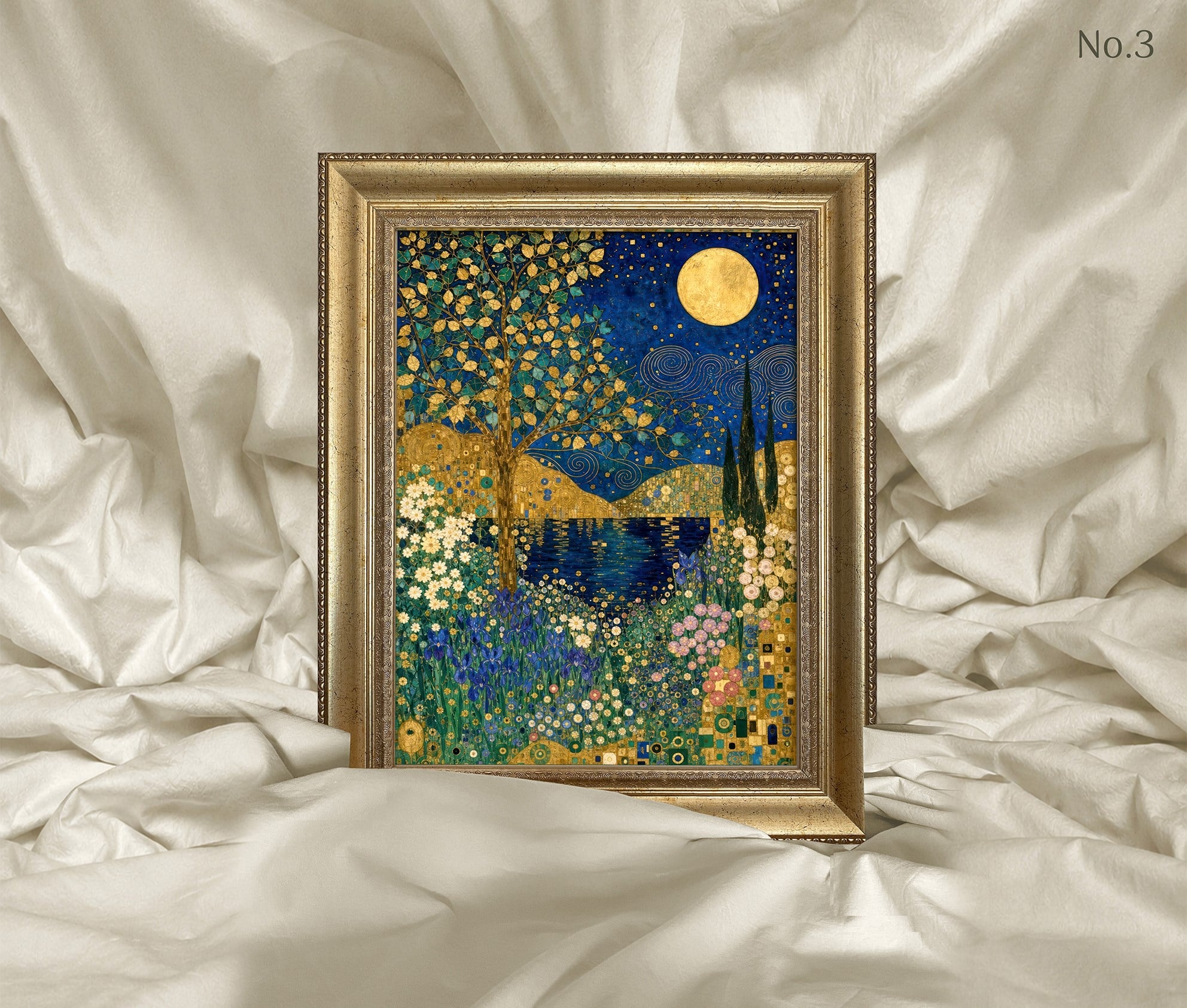 Art Nouveau -  Ay ve Mehtap Çerçeveli Tablo