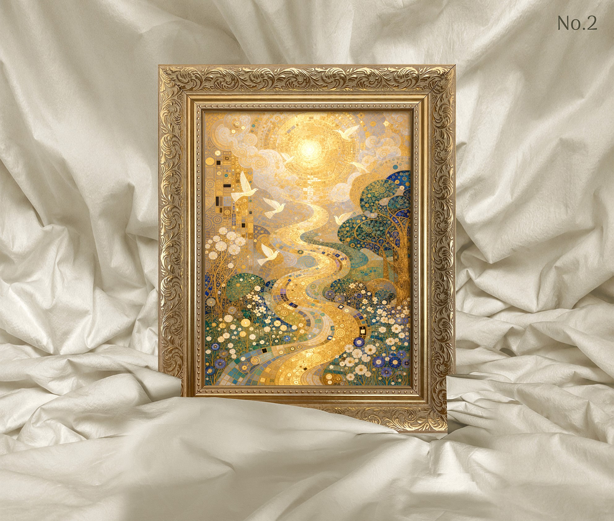 Art Nouveau -  Güneşe Doğru Çerçeveli Tablo