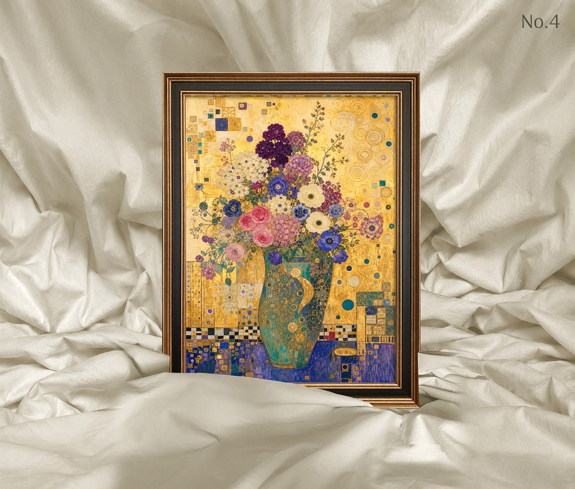 Art Nouveau -  Vazodaki Çiçekler Çerçeveli Tablo