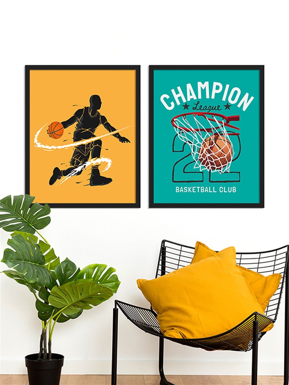 Basketbol Genç Odası Çerçeveli Tablo Set