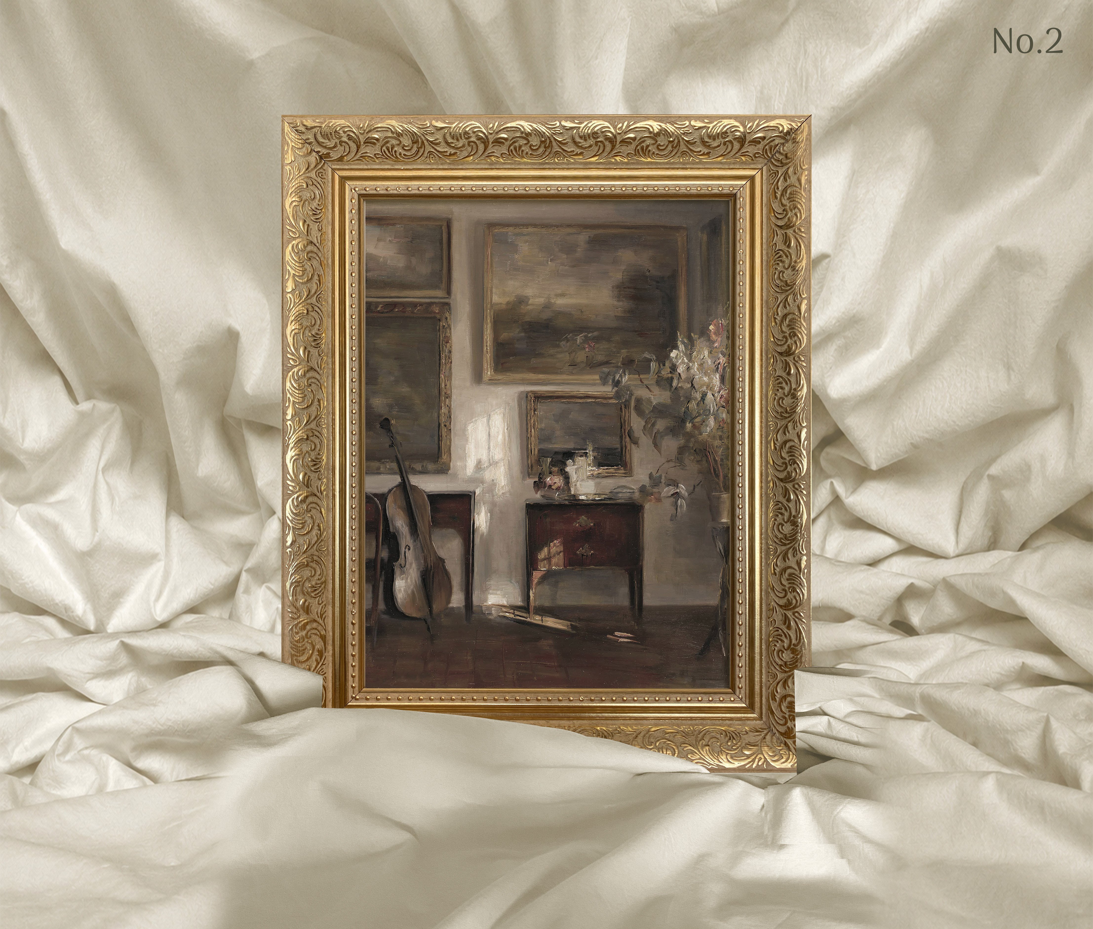 Carl Vilhelm Holsøe - Interior with Cello Çerçeveli Tablo