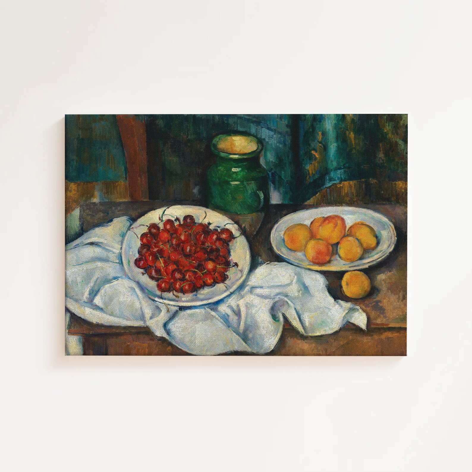 Cézanne - Kirazlı ve Şeftalili Natürmort Kanvas Tablo