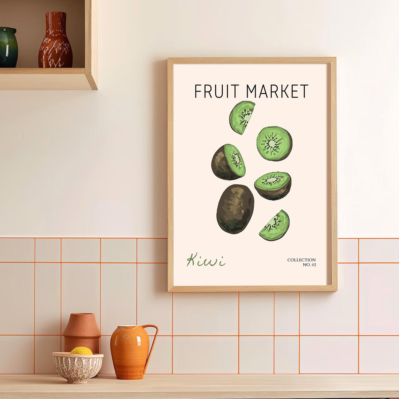 Fruit Market - Kiwi Çerçeveli Poster