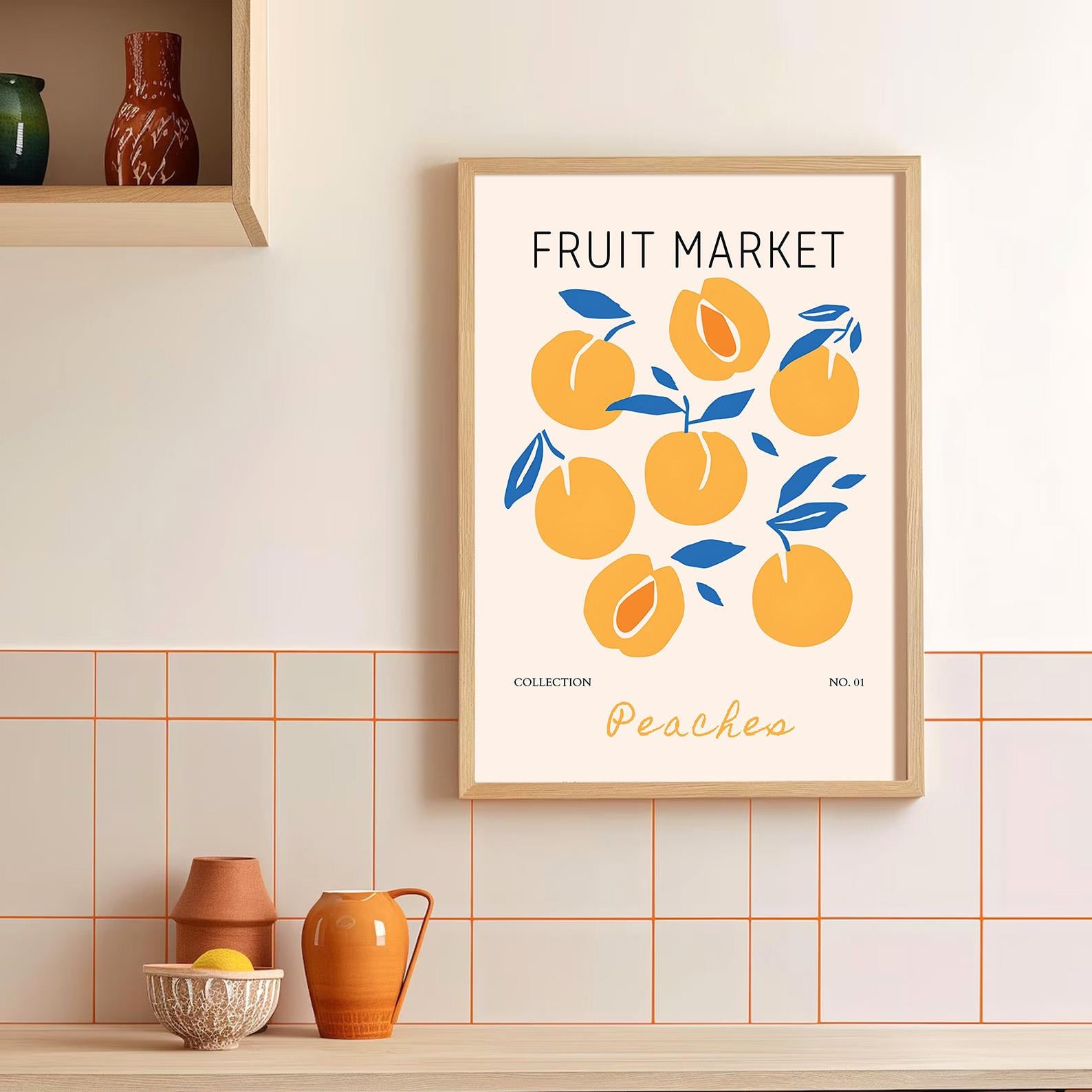 Fruit Market - Peaches Çerçeveli Poster