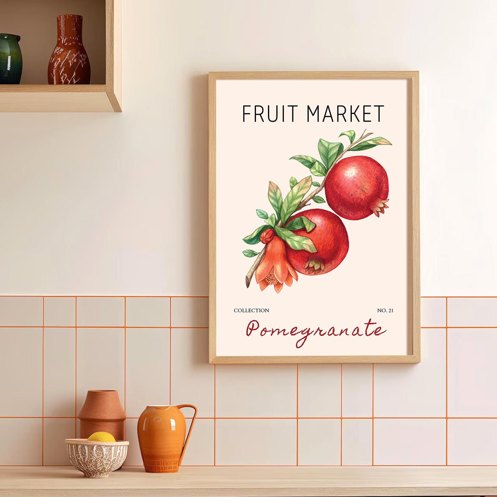 Fruit Market - Pomegranate Çerçeveli Poster