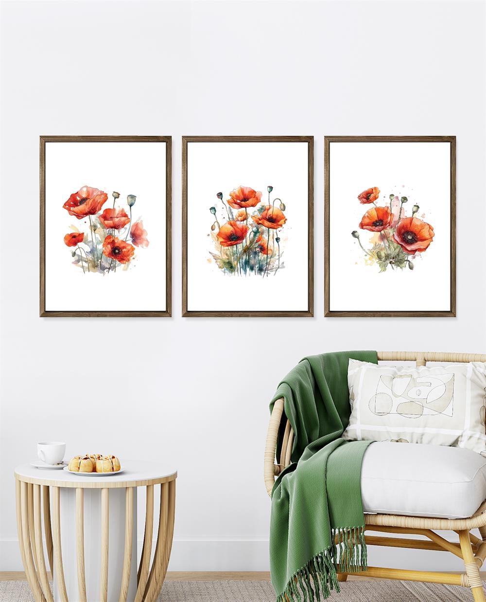 Gelincikler Çerçeveli Tablo Set