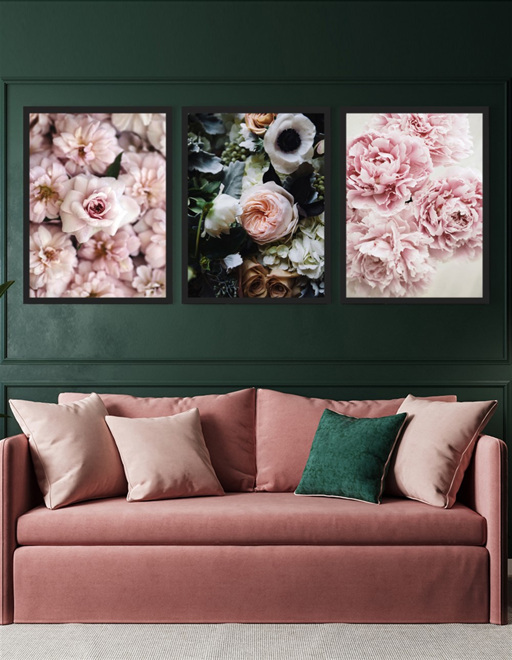Güller Soft Çiçekler Çerçeveli Tablo Set 