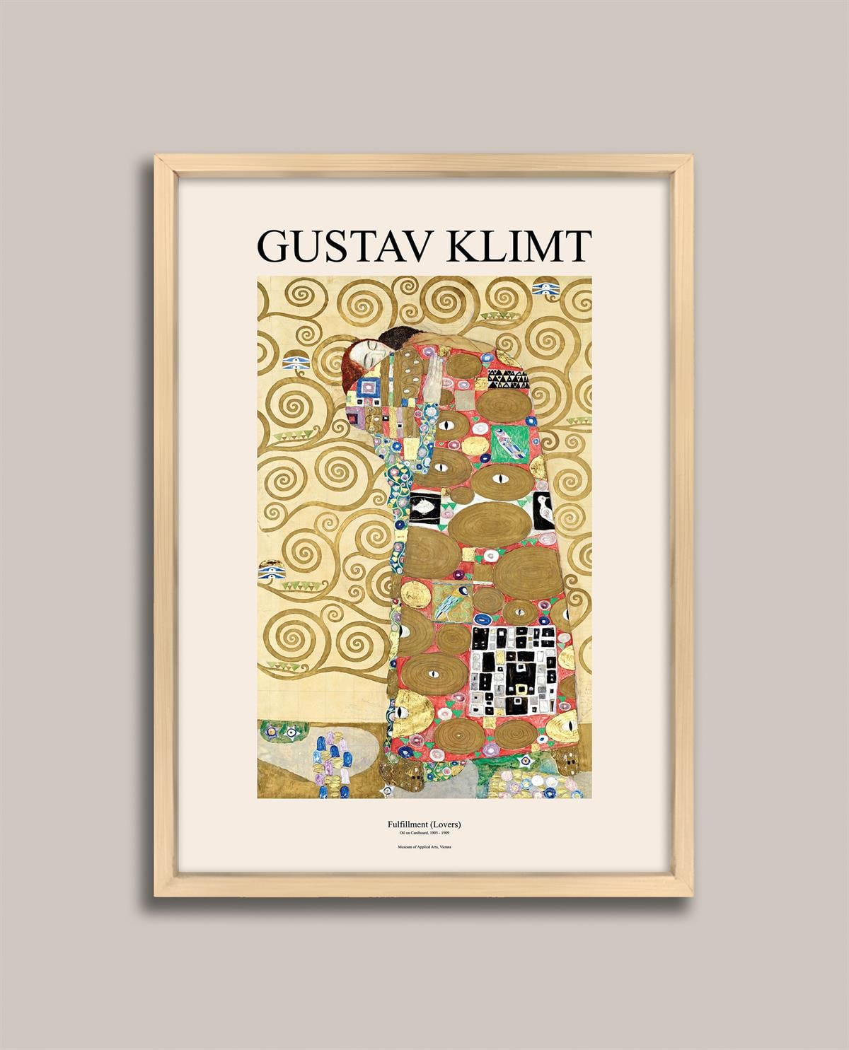 Gustav Klimt - Gerçekleşme (Aşıklar) Çerçeveli Tablo