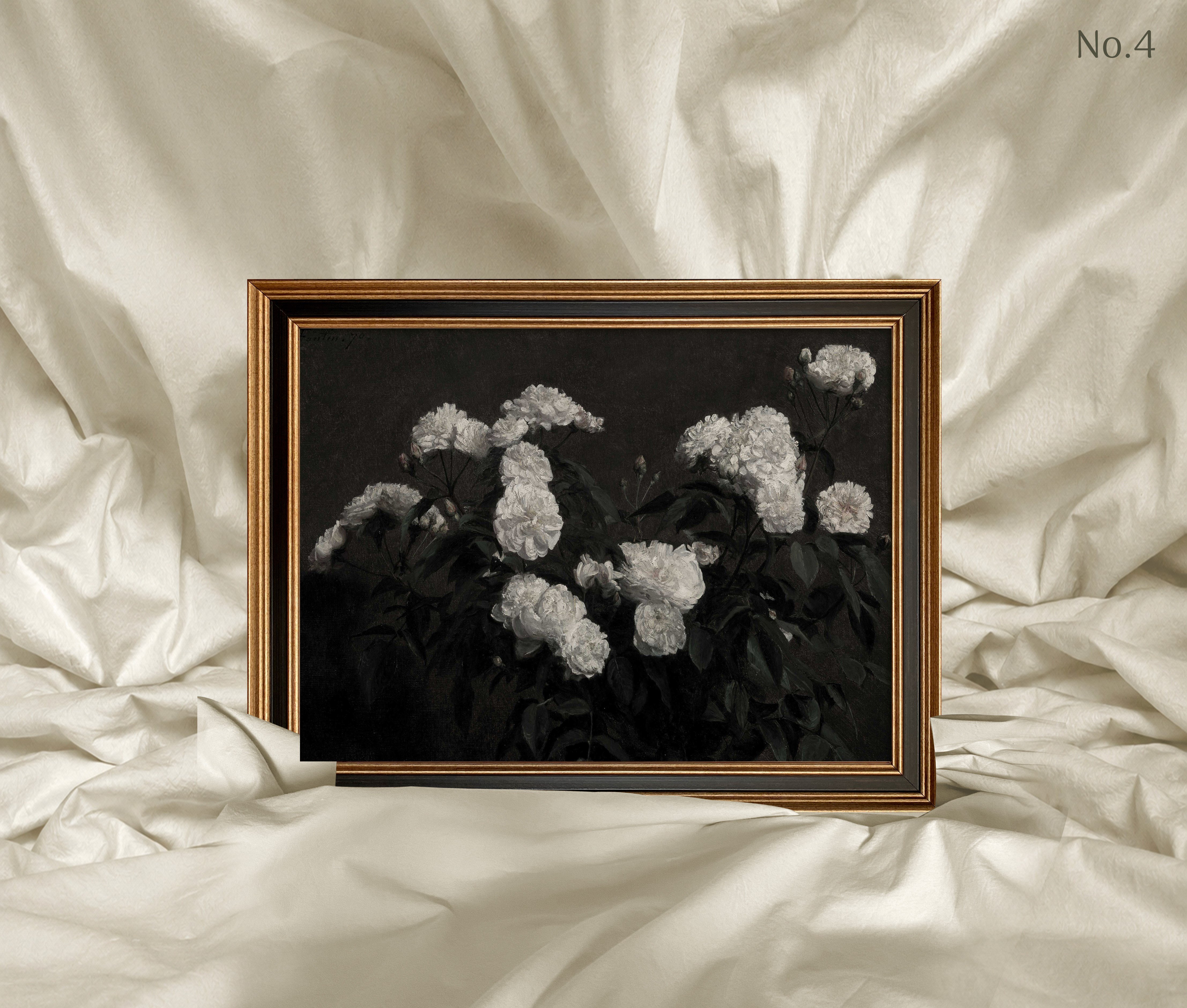 Henri Fantin-Latour - Beyaz Güller Natürmortu Çerçeveli Tablo