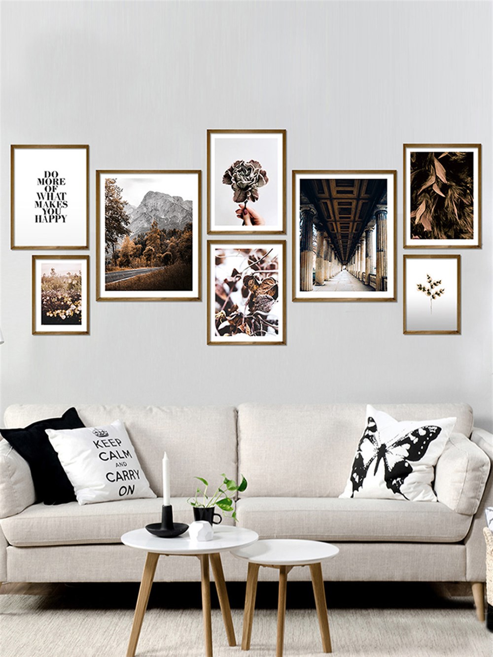 Kahverengi Tonlar Çerçeveli Tablo Set 