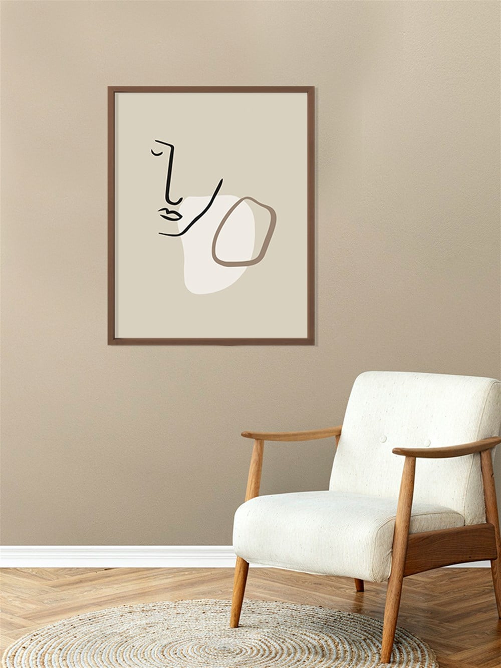 Line Art Face Çerçeveli Poster