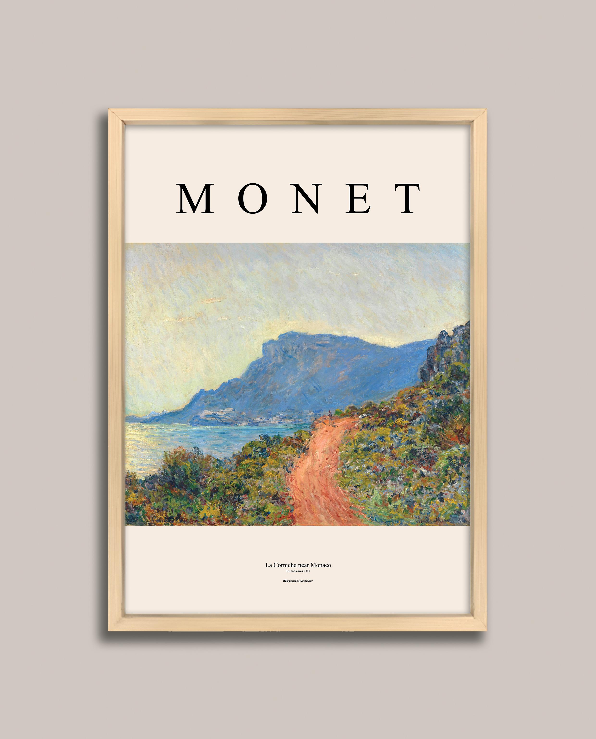 Monet - Monako Yakınlarındaki Corniche Çerçeveli Tablo