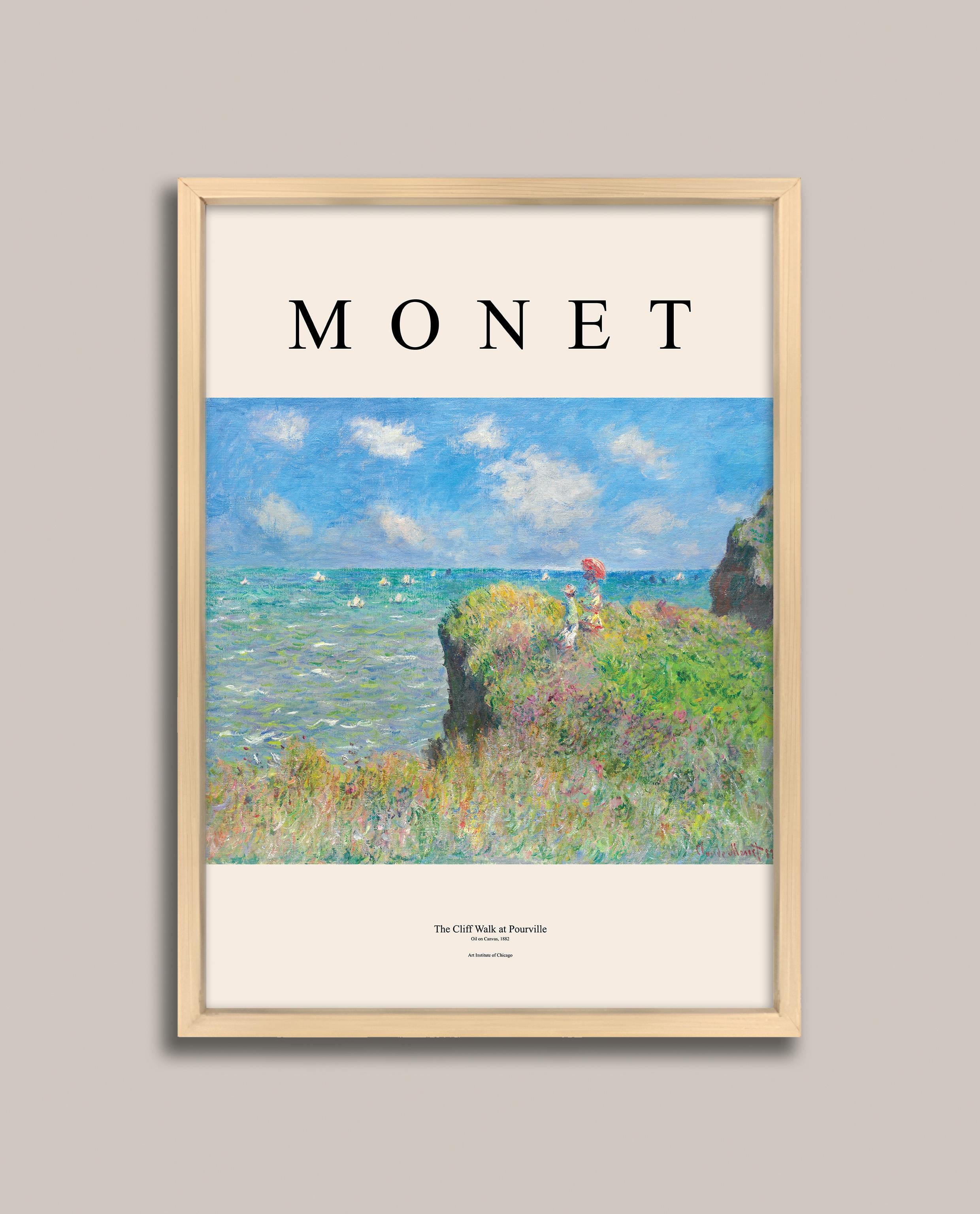 Monet - Pourville'de Uçurum Yürüyüşü Çerçeveli Tablo