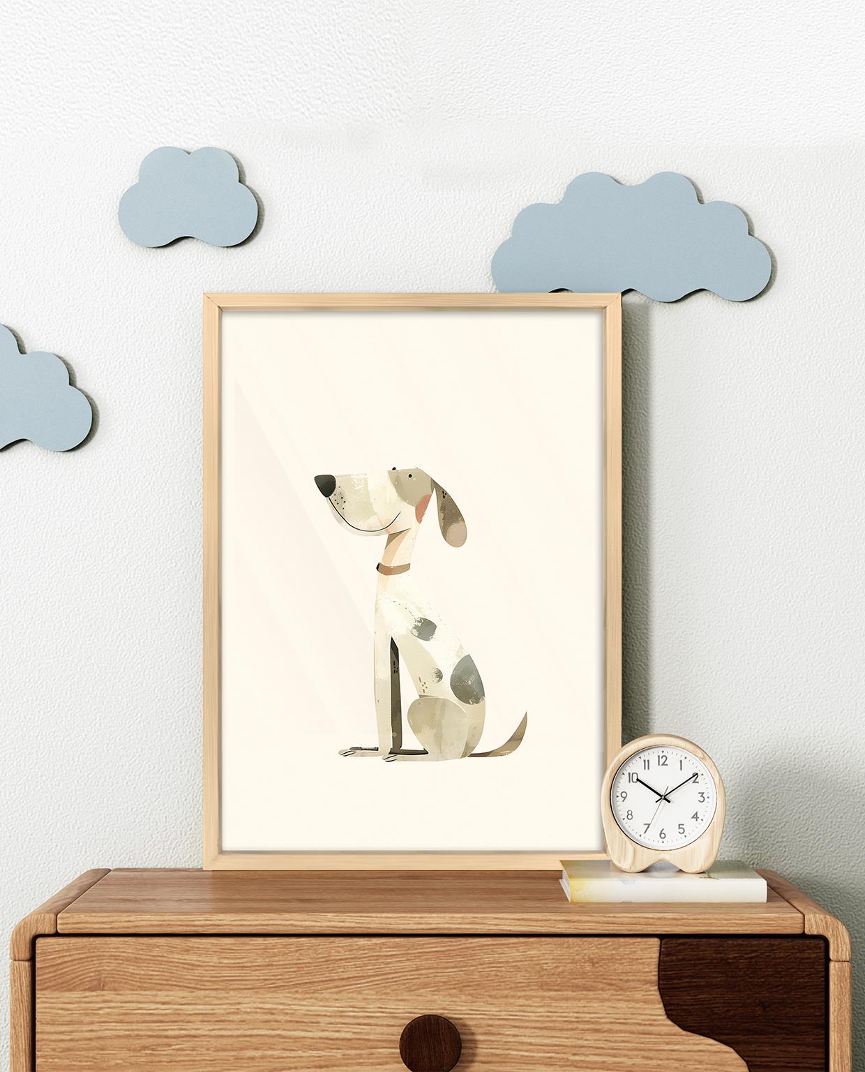 Neşeli Köpek Çerçeveli Tablo