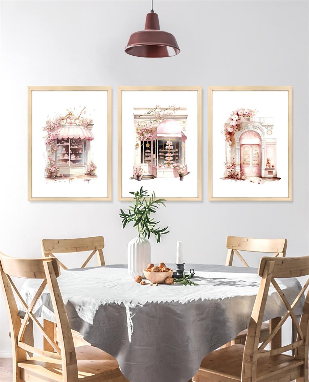 Paris Kafeler Çerçeveli Tablo Set