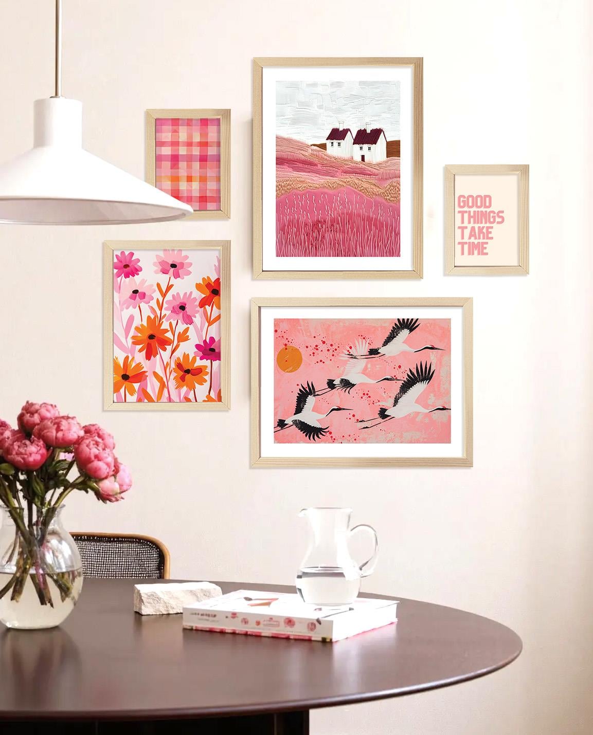 Pembe Esinti Tablo Set