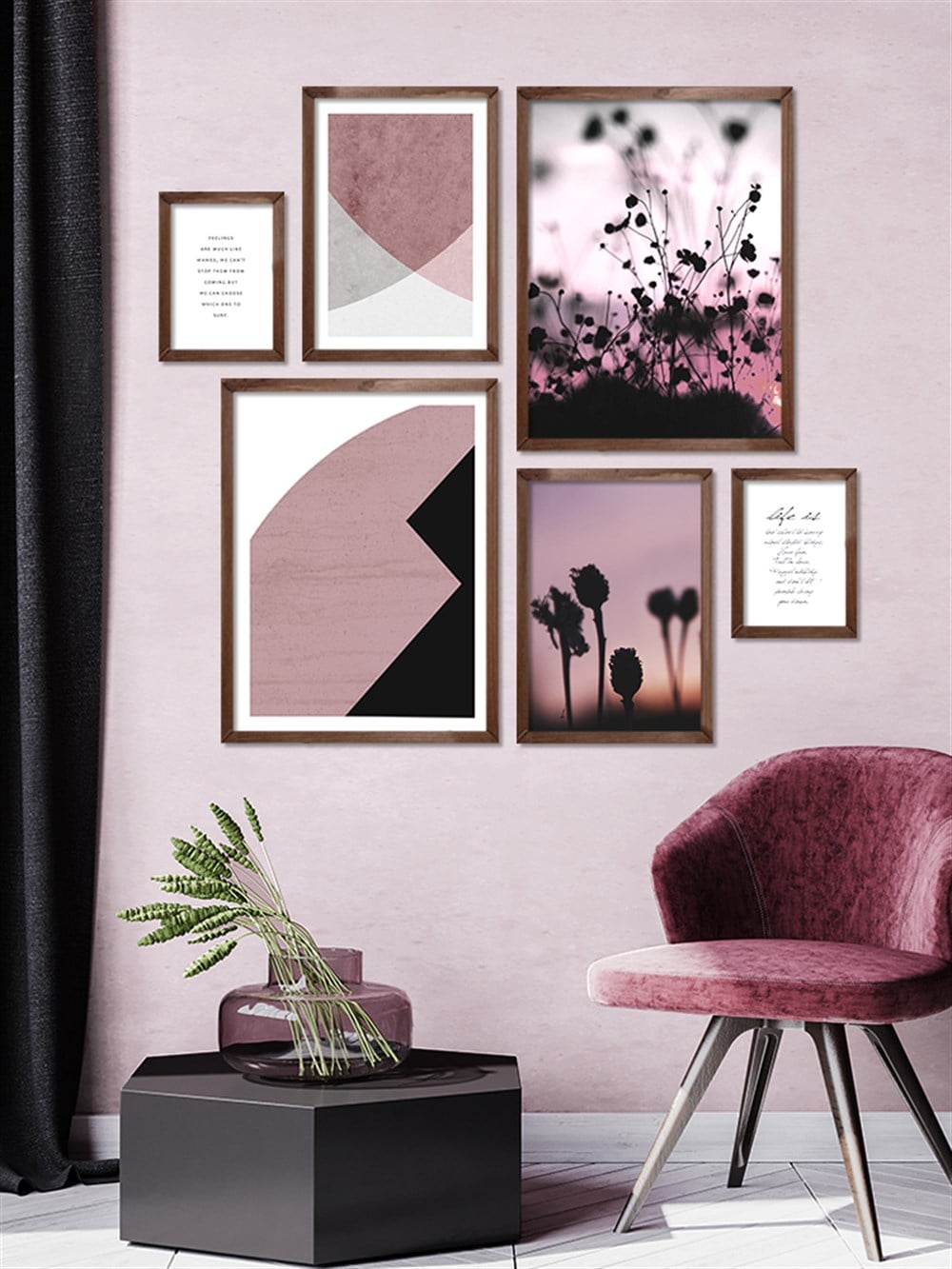 Pembenin Soft Hali Çerçeveli Tablo Set